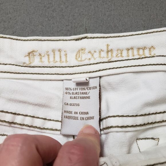 Frilli exchange White jeans / Crop / Capri With Embroidery Sz 13/14 - Picture 8 of 16